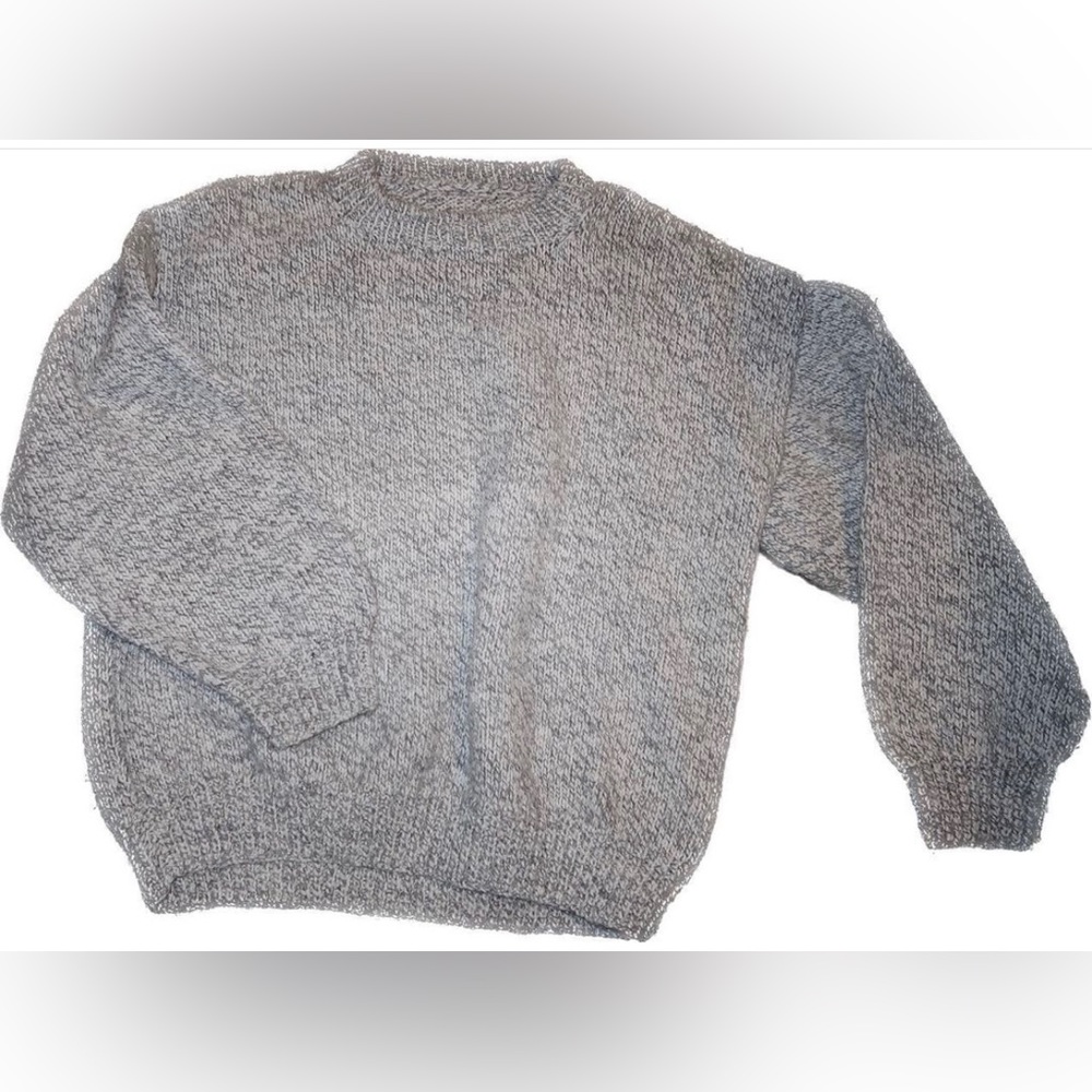 Vintage Grandpa Salt and Pepper Hand-knit Sweater